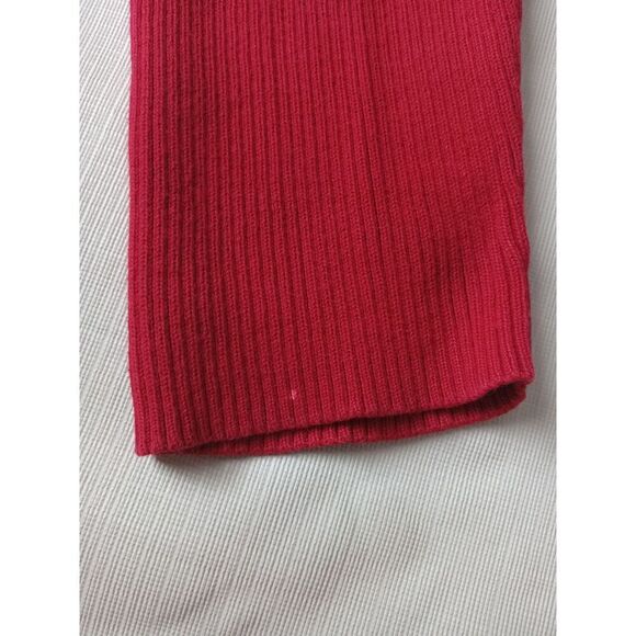 Loft Ann Taylor Red Tight Knit Ribbed Long Sleeve Pullover Sweater Women's Large - Picture 9 of 12